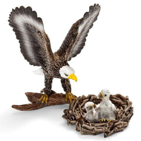 Miniature - Bald Eagle and Chicks in Nest (2-Pieces)