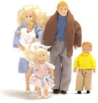 Modern Caucasian Dollhouse Family (5 Poseable Dolls)
