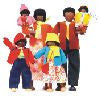 11" Doll Family (African-American) - Includes 6 Dolls with Wardrobes