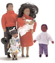 Modern African-American Dollhouse Family (5 Poseable Dolls)