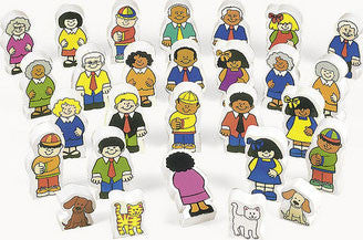Multi-Ethnic Wooden Block Families (28-Pieces)