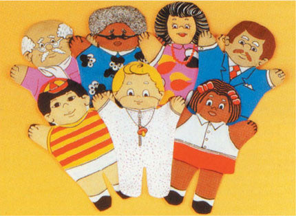 Three Generational Puppet Family Set (4 Multicultural Families/28 Puppets)
