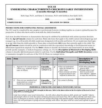 Underlying Characteristics Checklist-Early Intervention (UCC-EI)