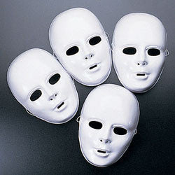Plastic White Face Masks (1 Dozen)